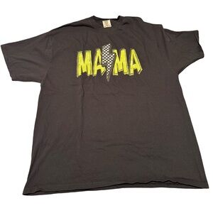 Women’s Neon Checkerboard Graphic Black T-Shirt